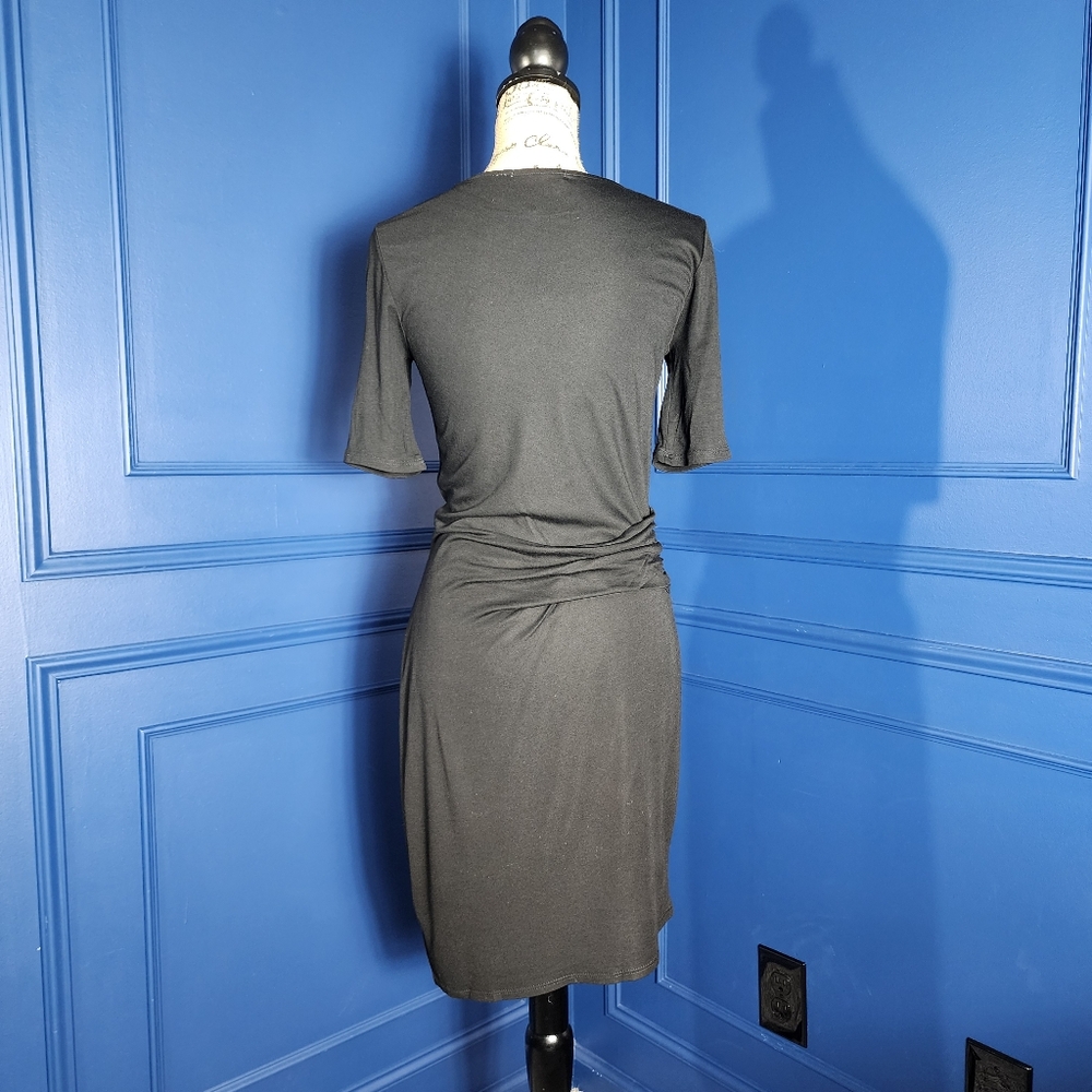 Black Three Dots "Christina" Ruched Jersey Dress - Picture 2 of 13